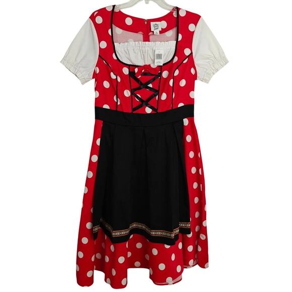 Disney Parks Dress Shop Minnie Mouse Epcot Germany Dirndl Octoberfest Red 2X NWT - Picture 2 of 10